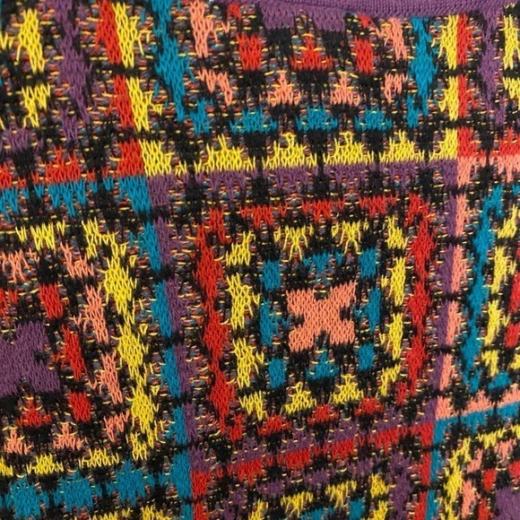 Farm Rio Granny Square Multicolor Boat Neck Geometric Knitted Crochet Sweater S - Picture 10 of 14